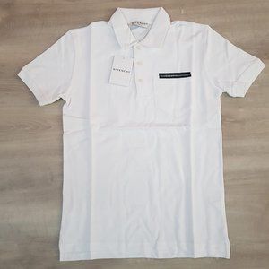 Givenchy White Polo With Chest Pocket and Logo Print
